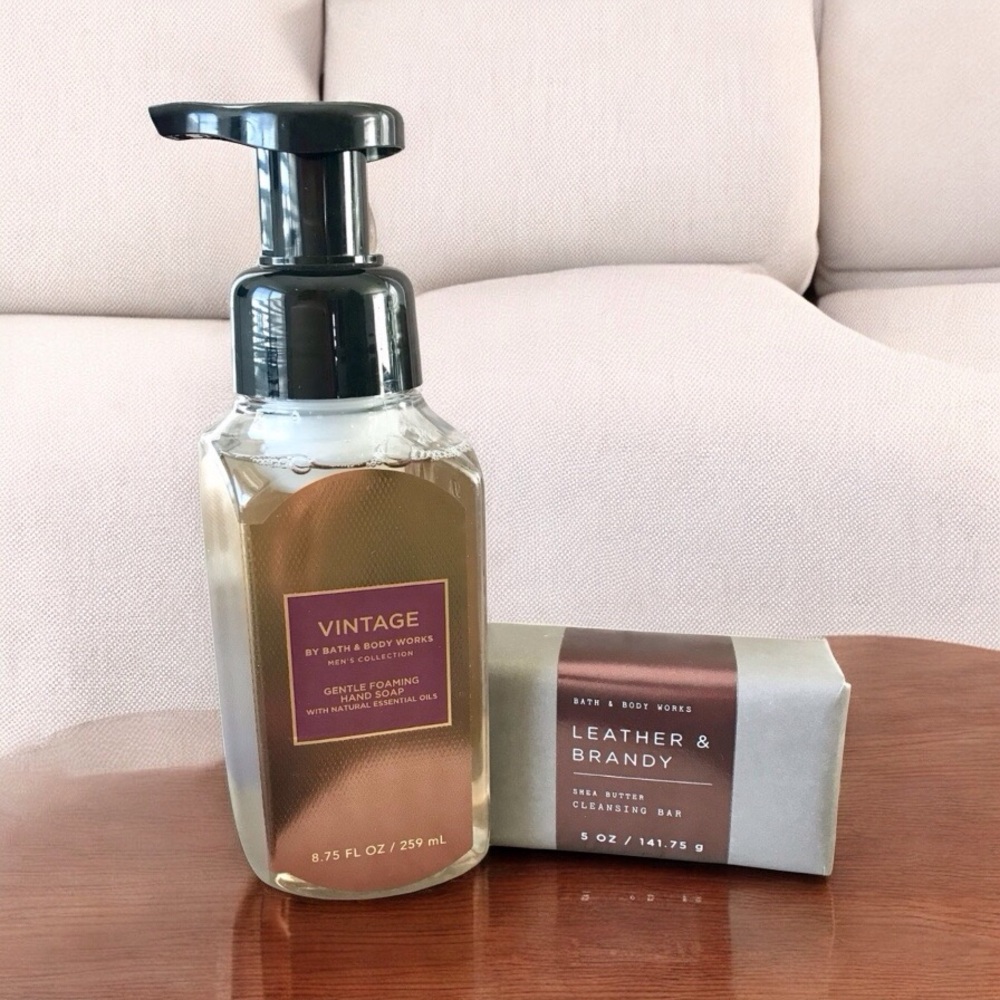 🆕 (MEN) Vintage Foaming Hand Soap and Leather and Brandy Cleansing Bar